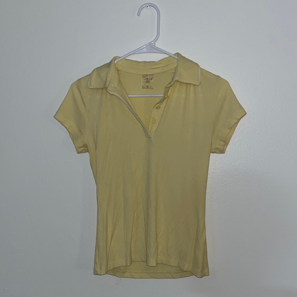 CALIA Women’s Golf Rib Short Sleeve Polo Butter Yellow